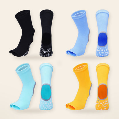Pilates grip socks in black, blue, mint and yellow